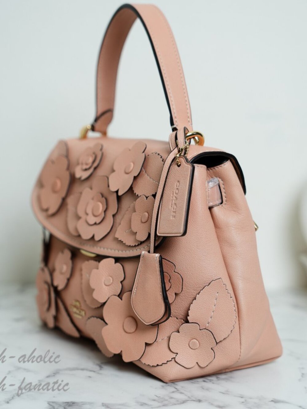 COACH CDY44 Emory Top Handle Bag with Floral Appliqué in Light Pink NWT - Picture 8 of 16